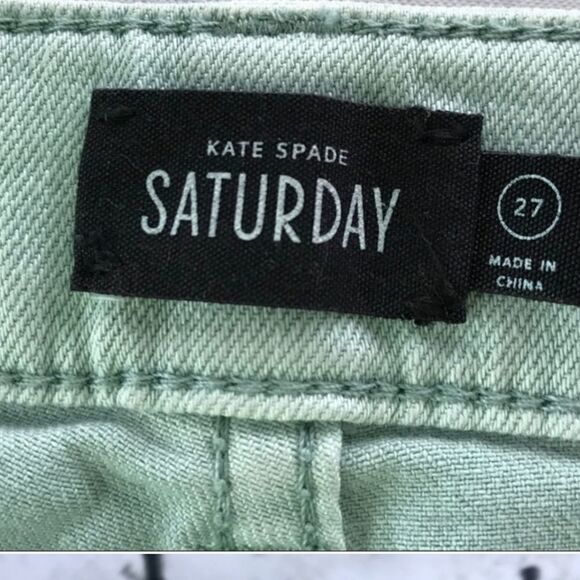 Kate Spade Saturday Ankle Jeans Acid Wash Seafoam Green NEW - Picture 7 of 10